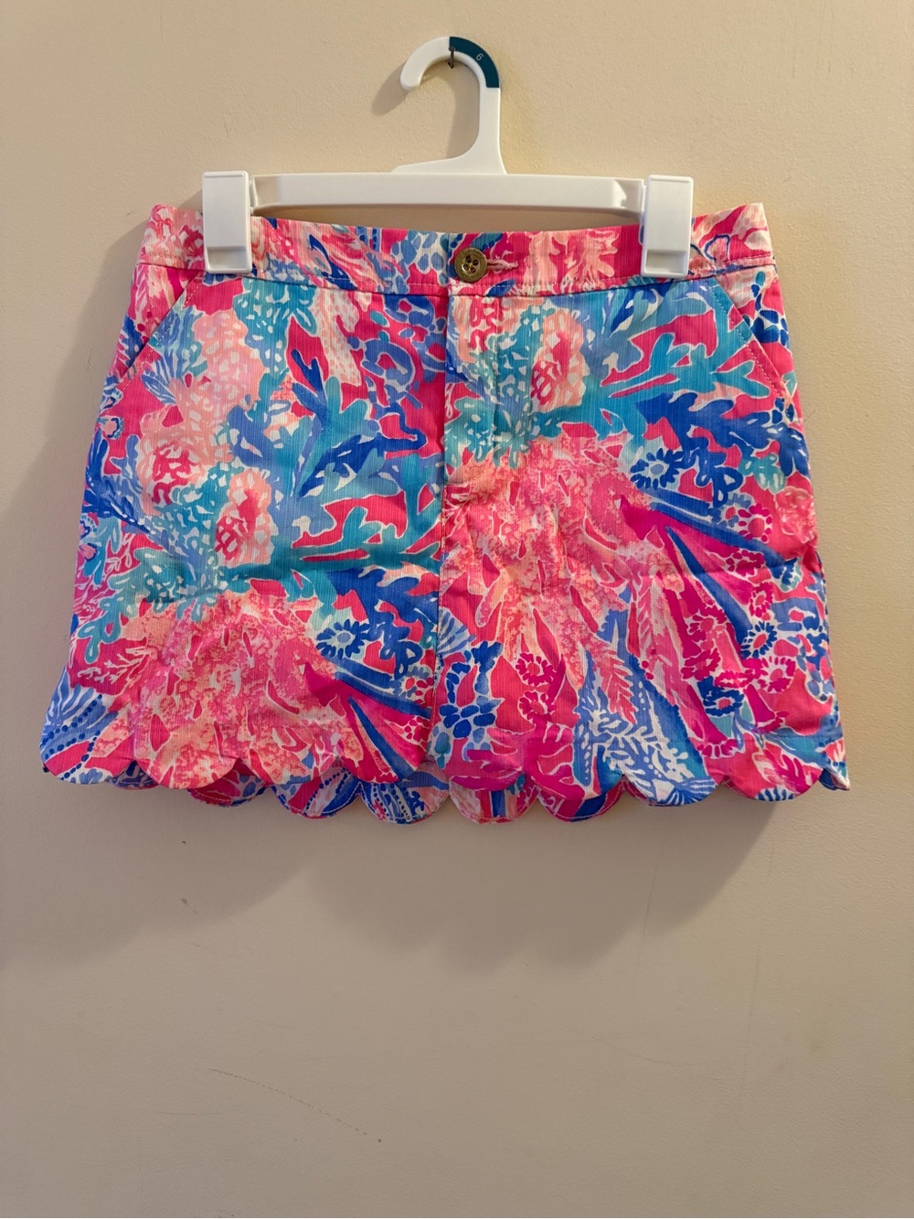 Lilly Pulitzer Pink & Blue Floral Scallop Hem Mini Skirt